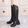 Fashion AIYUQI Women High Boots Genuine Leather 2025 New High-heel Fashion Women Riding Boots Large Size Round Toe Knight Boots Women