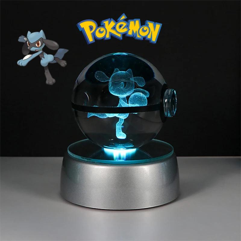 3D Кристальный Шар Фигурки Игрушки Покебол Генгар Гаярдос Мимикью Снорлакс Рейкваза Спригатито Модель С LED Подсветкой Основание Куклы