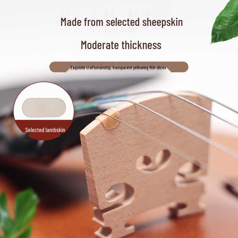 Защита струны Ми из овчины для скрипки, альта, виолончели - Толстая противозащемляющая накладка с гибкой защитой