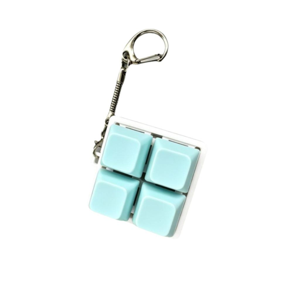 Square 4 Buttons Keyboard Key Chain Macaron Color Fidget Clicker Bag Charms Leisure Time