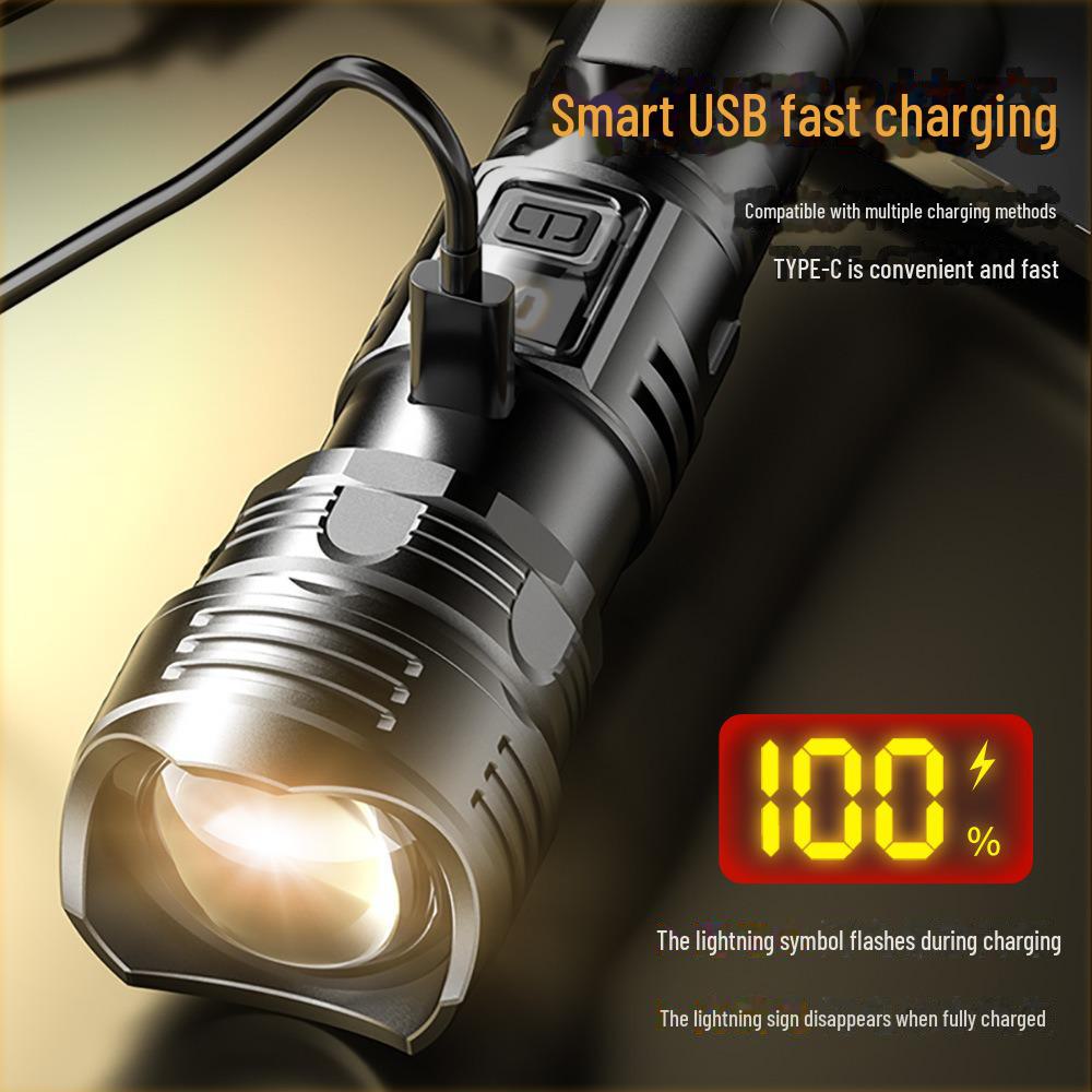 Rechargeable Waterproof Telescopic Zoom Laser Flashlight
