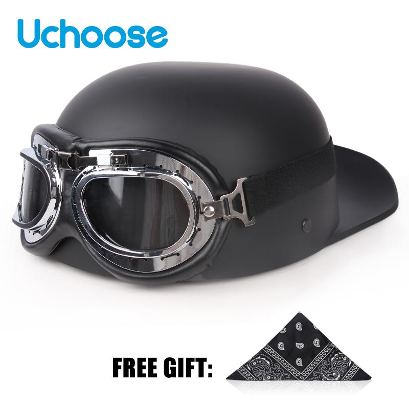 Винтажный шлем Uchoose с открытым лицом, полушлем для мотокросса, скутер, крейсер, чоппер, бейсбольная кепка, шлем, летняя езда