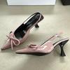 Fashion Luxury Designer Patent Leather Slingbacks High Heels Women Sexy Pointed Toe Bow High Heeled Sandals Elegant Dress Women Pumps