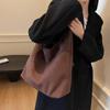 Women Suede Shoulder Bag Retro Single Shoulder Bag Large Capacity Simple Tote Handbag Solid Color Hasp Closure Top Handle Bag