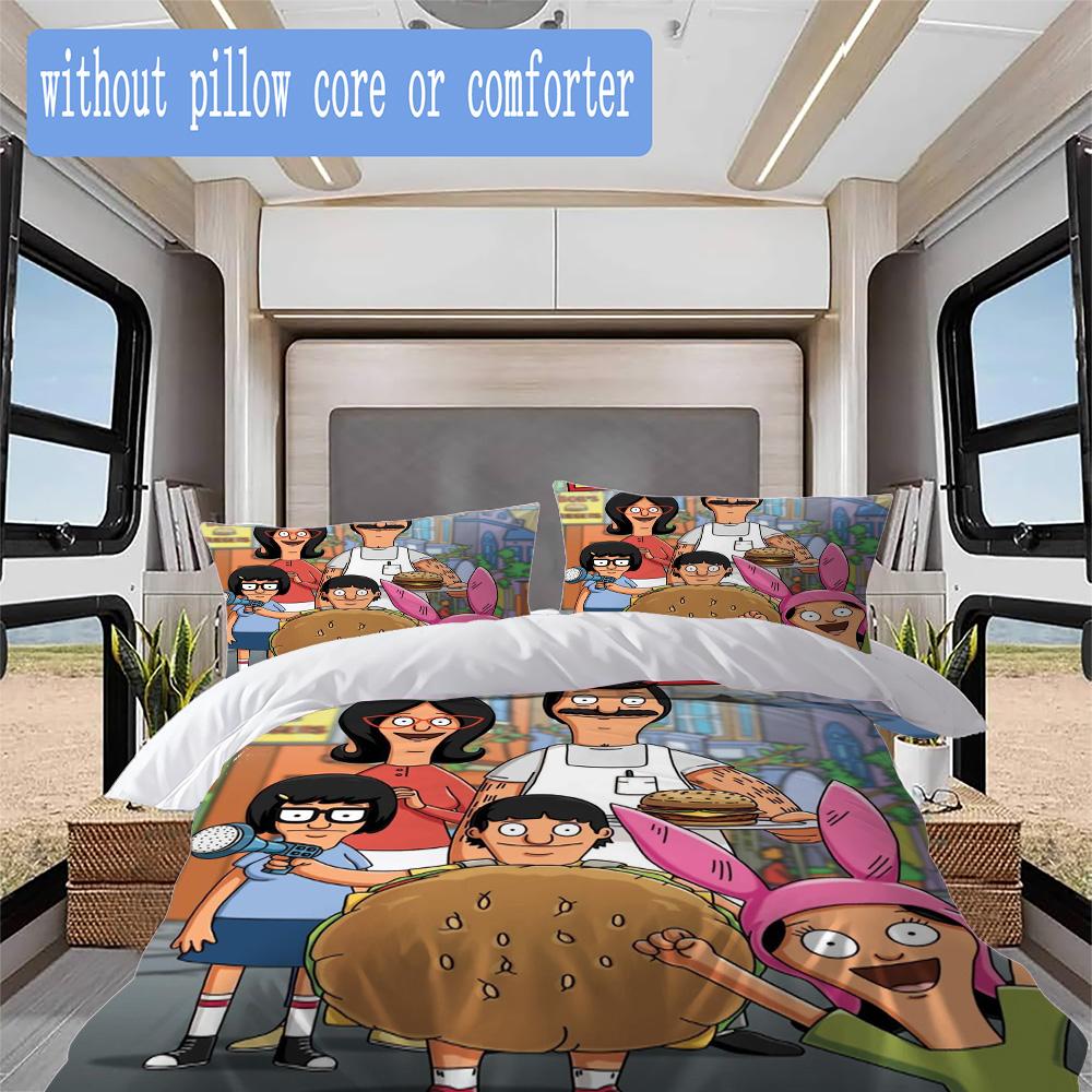 Bob's Burgers Pattern Bedding,Quilt Set Quilt Cover Pillowcase Home Birthday Gift (1*duvet cover+2*pillowcase,without core)XSJT0917111