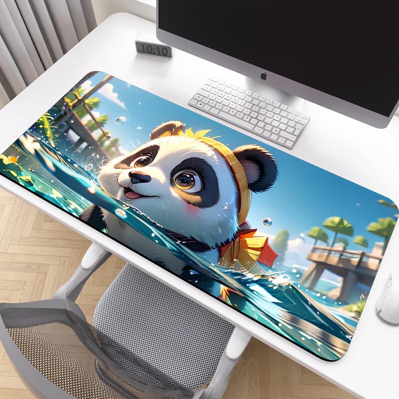 Large Mouse Pad Desk Mat Laptop Keyboard Pad Computer Office Lock Edge Cute Cartoon E-Sports Edge Gaming Desk Mat 800*300*2mm Swimming Star