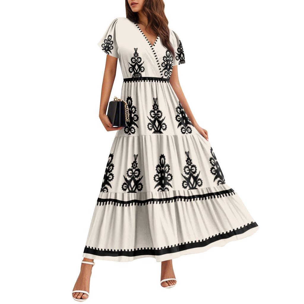 Женские струящиеся платья Женские летние платья Повседневные платья макси с коротким рукавом Официальные платья макси