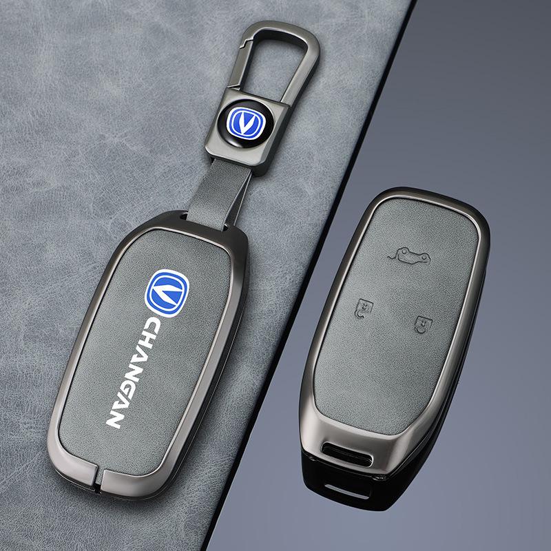 Металлическая крышка для ключа Changan 2019-2018: Полная кожаная обертка с пряжкой для брелоков Keshang и Kesai