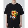 Casual T Shirt Black Pizza Gamer With Headphones And Controller Graphic For Gaming And Everyday Wear