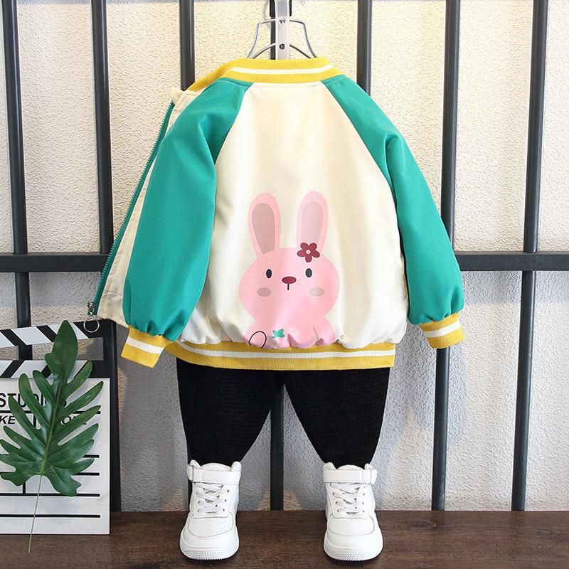 Весенне-осенняя куртка для мальчиков и девочек, бейсбольная форма с мультяшным медведем и буквенным принтом для детей 4–12 лет, детская спортивная верхняя одежда