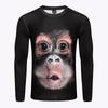 Популярная вещь в Интернете, 3D футболка с длинными рукавами и круглым вырезом с изображением обезьяны Дуду, эластичная спортивная футболка с толстым животом и забавными выражениями животных в наличии
