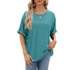 Summer New Women's T-shirt Solid Color Round Neck Loose Short-sleeved T-shirt Tops