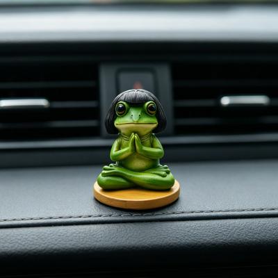 Фигурка лягушки для медитации, статуэтка лягушки из смолы с стрижкой боб, скульптура сидящего животного, украшение для комнаты для йоги, дома, офиса