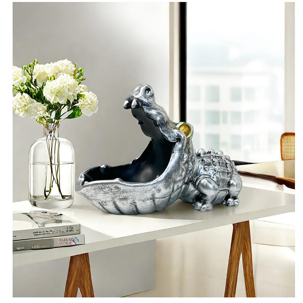 Alligator Statue Key Bowl, Fun Animal Statue Decorative Candy Bowl, Resin Animal Sculpture Desktop Ornament For Entrance Cabinet Home Decoration