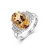 Elegant 925 Sterling Silver Ring Natural Citrine 6.05ct Oval 10x14mm Real Gemstone Fine Jewelry Solitaire Ring for Women's Valentines Gift