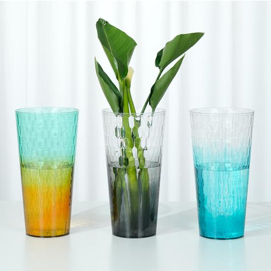 Clear Flower Vase for Centerpiece Thickened Plastic Modern Vase Gradient Color