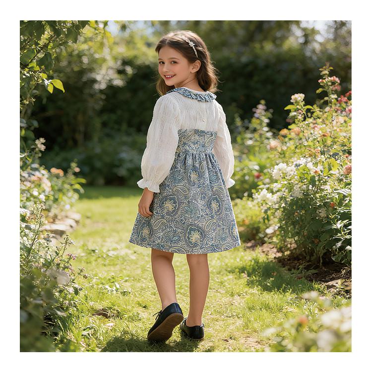 Girls' Spring and Autumn Floral Dress, Sweet Princess Dress for Young Children, Girls' Children