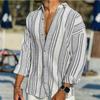 3D Digital Printed Striped Casual Men's Loose Long Sleeved Shirt