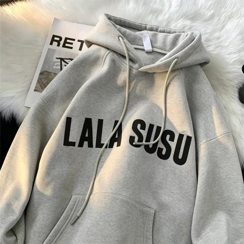 Unisex Oversized Cotton Hoodie With Letter Print Loose Fit Streetwear Fall
