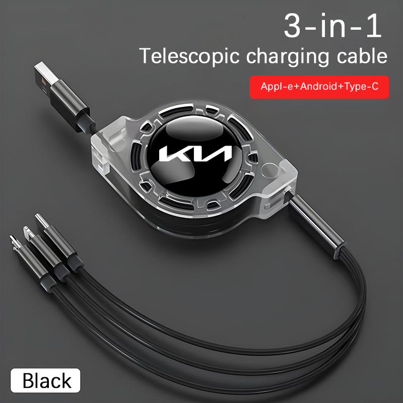 AANJ1 Car Mobile Phone Charging Cable 3-in-1 interface Charger For KIA K3 Sportage Carnival K5 Seltos Pegas KX1 EV5 Sonet EV6 K4 EV3