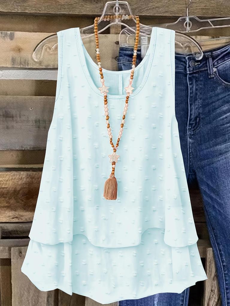 Летний повседневный топ-майка женский европейский и американский однотонный 2025