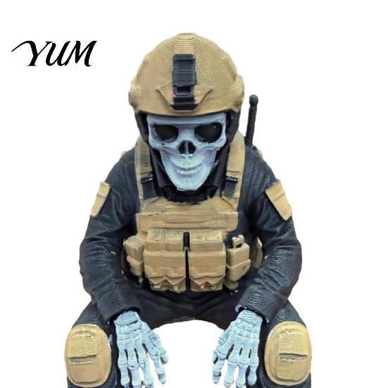 Veteran Retirement Gift Skeleton Hero Shelf Sitter Ornament, 3D Printed Soldier Figurine, Warrior Tribute Collectible Gothic Tactical Sitting