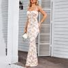 Женское летнее облегающее платье макси с цветочным принтом на бретелях без рукавов, длинные платья в стиле бохо