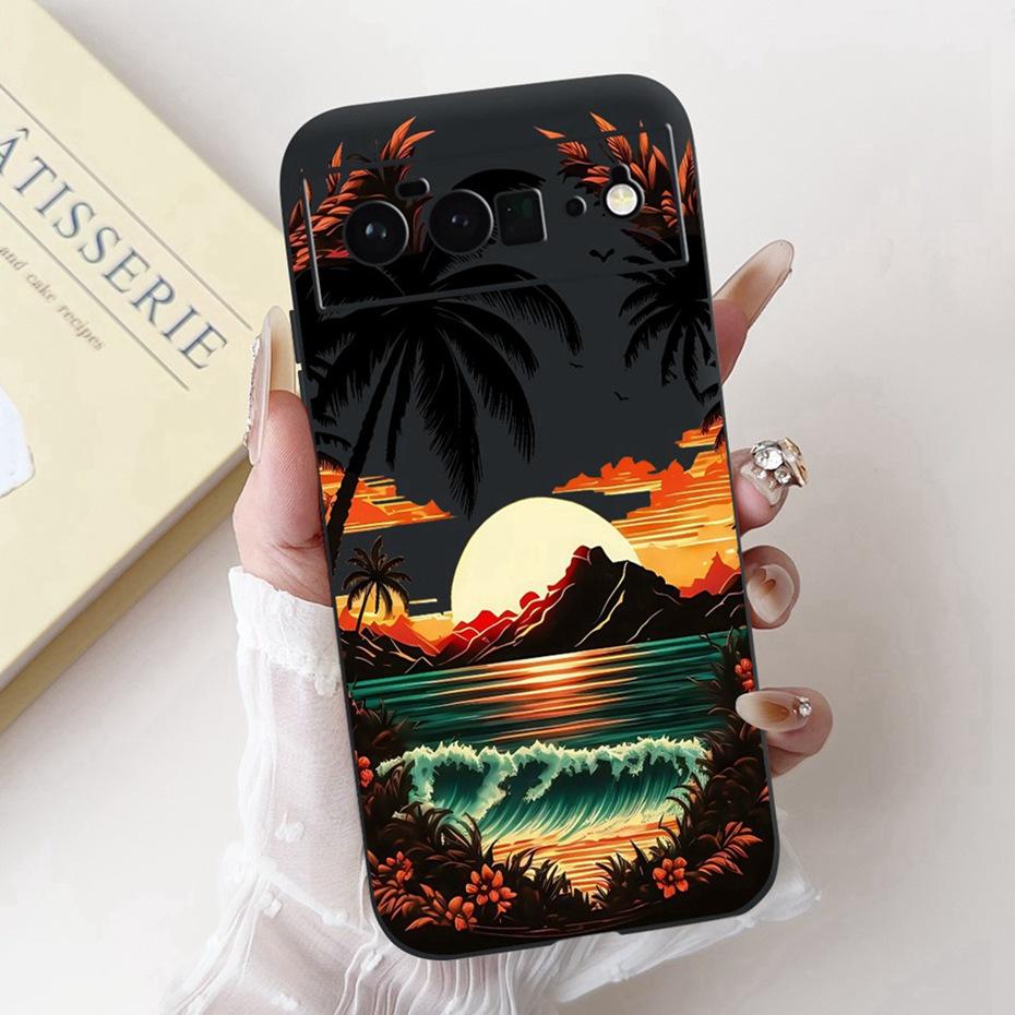 Beautiful Floral Painting Phone Case For Google Pixel 6 Pro 6a Black Silicone Soft Cover For Google Pixel6 6a 6Pro Cases Bumpers