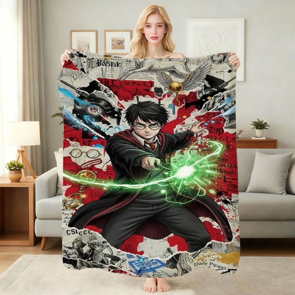 Harry'S Hogwarts Adventure Flannel Blanket Soft Comfortable Fleece Blanket For Living Room Sofa Nap Home Decor Memorial Gift