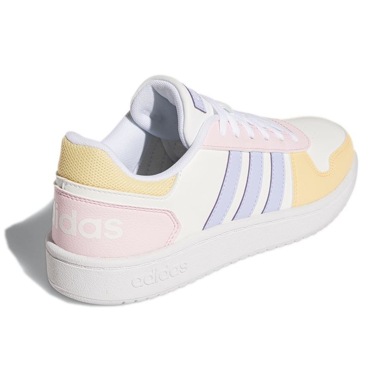 Adidas Neo Hoops 2.0 Leather Patchwork Low-Top Retro Basketball Shoes Women Sneaker White Yellow Pink GY5903