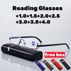Мужские Женские Портативные Очки для Чтения с Футляром Гибкая Полуободковая Оправа Защита от Синего Света Очки для Дальнозоркости Унисекс Очки для Пресбиопии +2.0