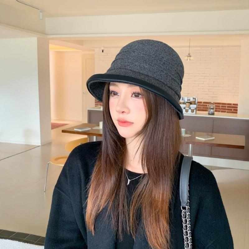 Women S Vintage Versatile Solid Color Bucket Hat For Fall Winter Slim Face Look