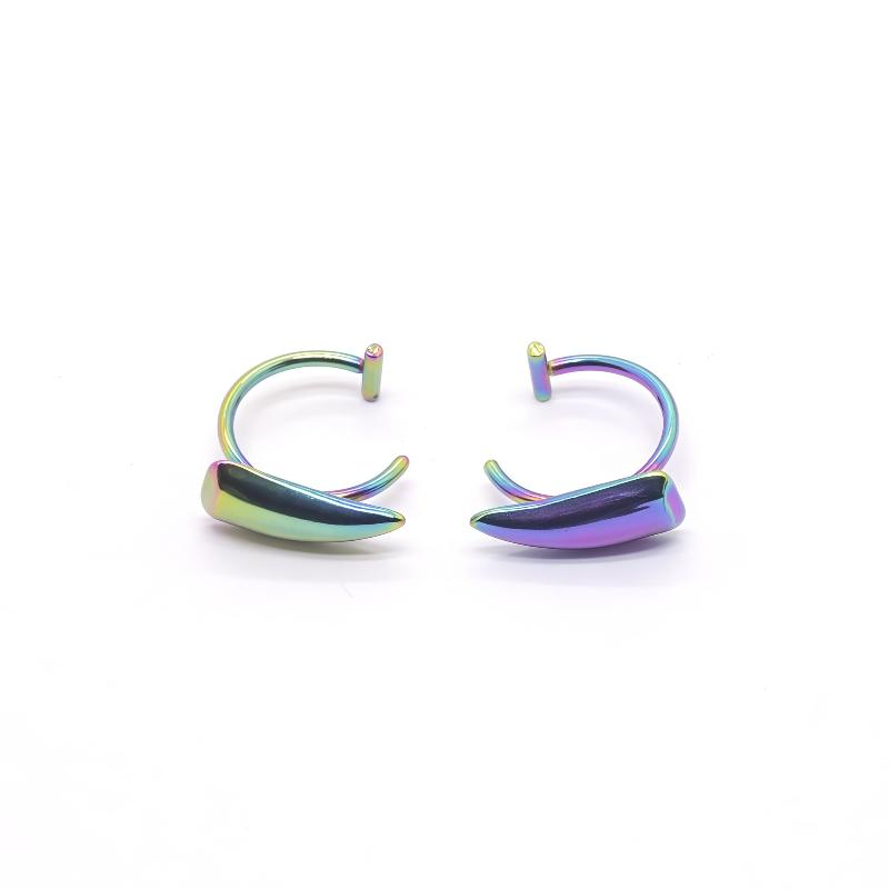 1 Pair Punk Non Piercing Fake Body Piercing Halloween Jewelry Accessories Stainless Steel Gothic Sharp Teeth Lip Clip For Women