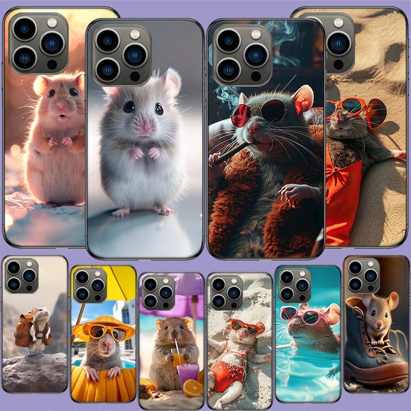 Милый чехол для телефона с хомяком для iPhone 17 Air 15 Pro 14 Plus 16 Pro Max 12 13 Mini 11 16E X XS Чехол Милые Fundas