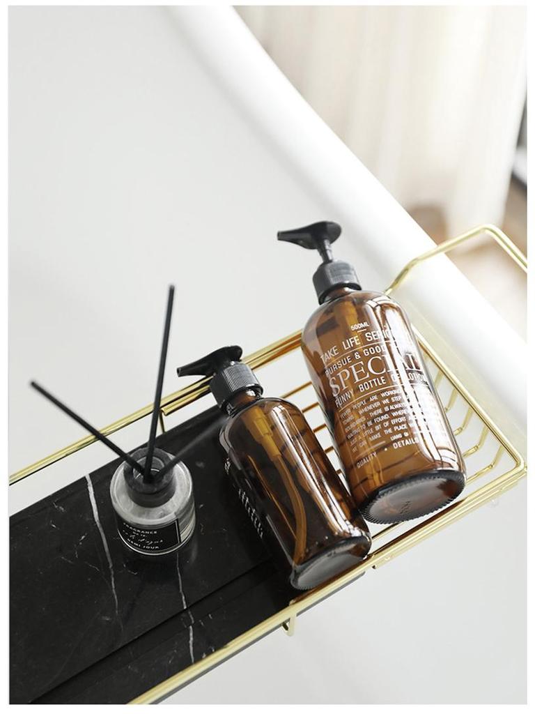 Black & Gold Marble Stainless Steel Bathtub Organizer & Soaking Rack