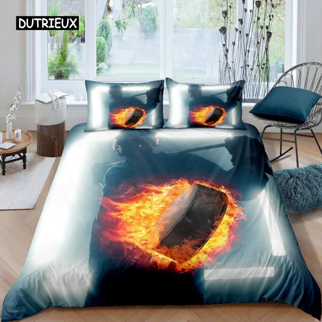 Комплект постельного белья с хоккейной тематикой для мальчиков, комплект постельного белья с хоккейной тематикой, размер King, для детей, молодежи, взрослых, мужчин, зимний пододеяльник