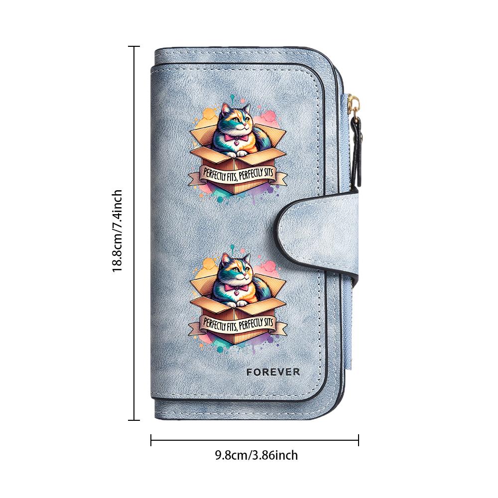 Cute Cat Print Purse Fashion Faux Leather Women's Wallet Casual Ladies Portable Card Holder