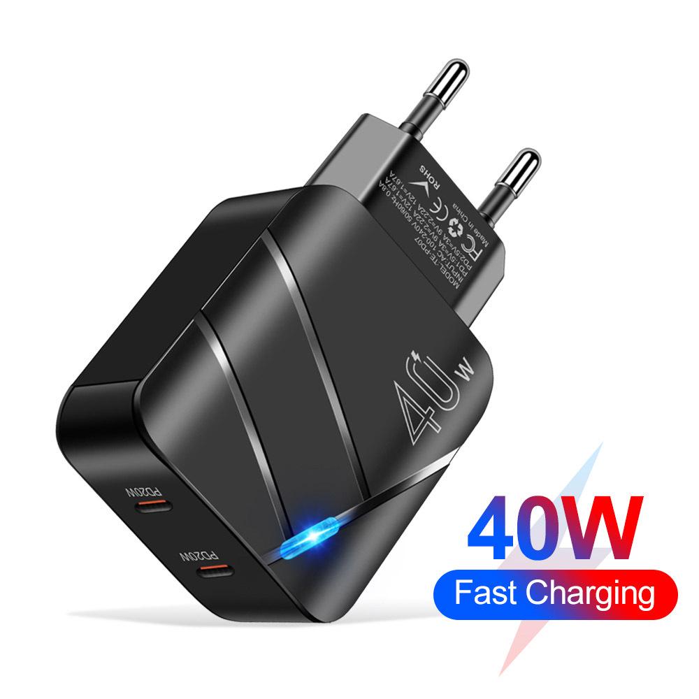 Быстрое зарядное устройство PD40W для Huawei и Apple iPhone Pro - Стандарт EU/UK, Интеллектуальная совместимость.