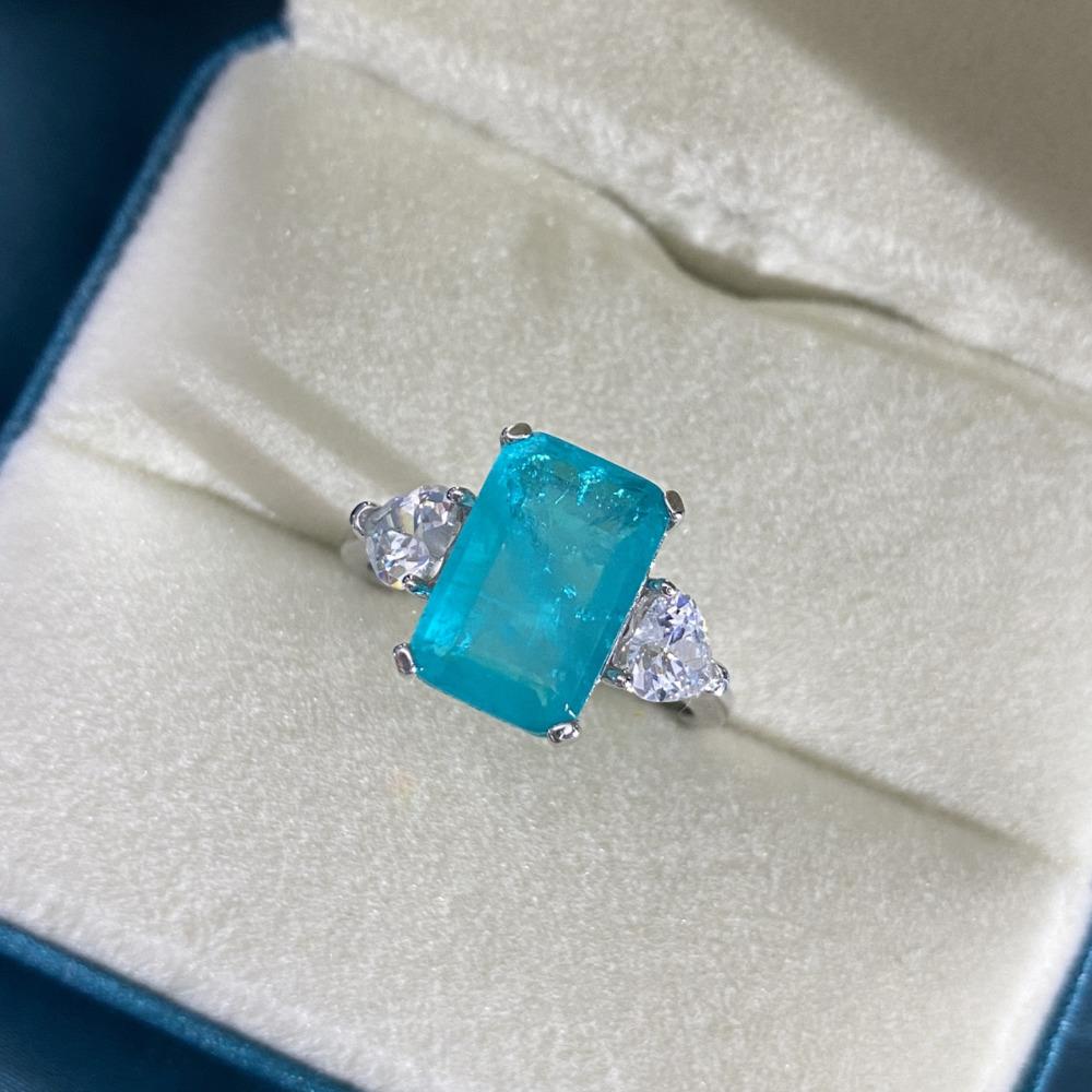 Gica Gema 100% стерлингового серебра 925 пробы, параиба, цирконы, драгоценные камни, кольца для женщин, сверкающие высокоуглеродистые бриллианты, свадебные ювелирные украшения