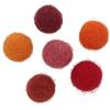 Felted Wool Pom Poms - Red/Orange - 1.5 Cm - 30 Pcs
