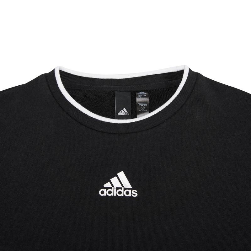 adidas Fi W Swt Gloss Logo Print Knit Crew Neck Sweatshirt Women Hoody Black H09766