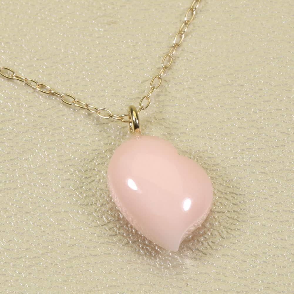 Sansui Pendant Necklace Heart Miss Coral Pink Single K18 Yellow Gold Undyed
