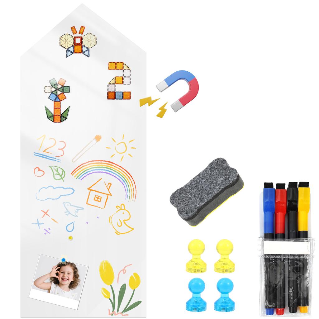 Magnetic Whiteboard Sticker 101 x 40.5 cm No Ghosting Adhesive Whiteboard Wallpaper Dry Erase Board Sheet for Office Home School