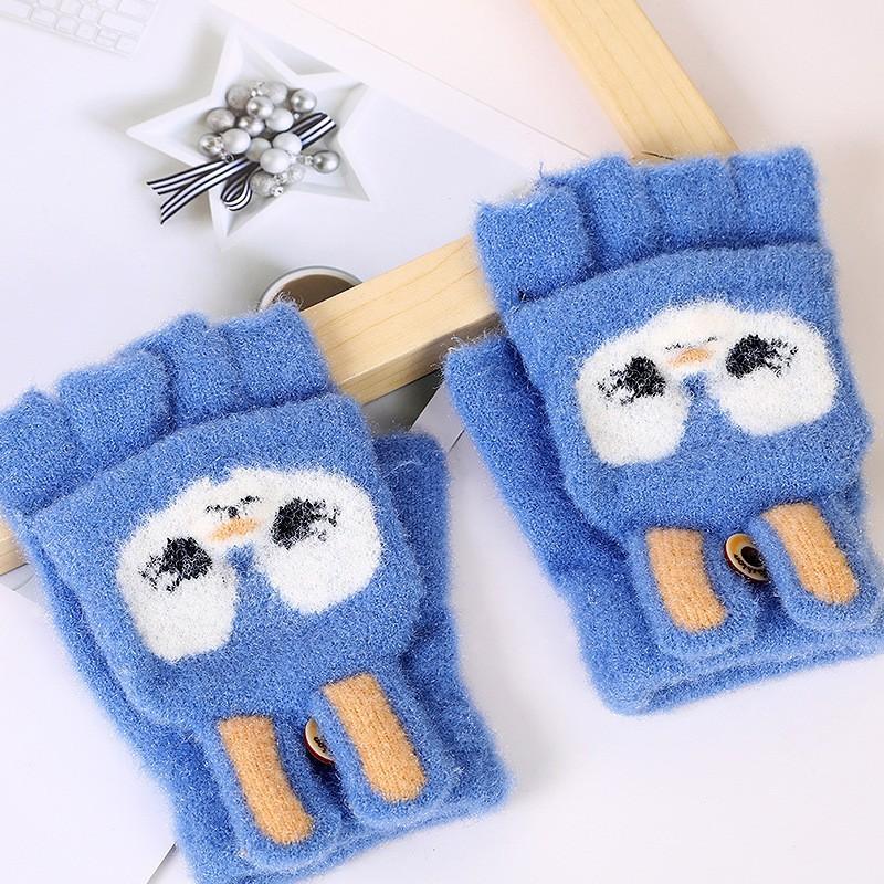 Новые зимние детские перчатки с изображением кролика-бродяги, закрытые наполовину, теплые, для учеников, для выполнения домашних заданий, с открытыми пальцами, бархатные, утолщенные