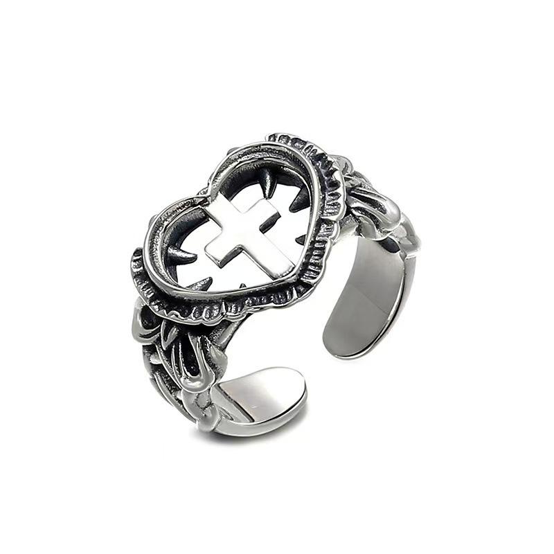 Punk Cross Ring Hip-hop Fashion Retro Ring Trend Love Open Index Finger Ring