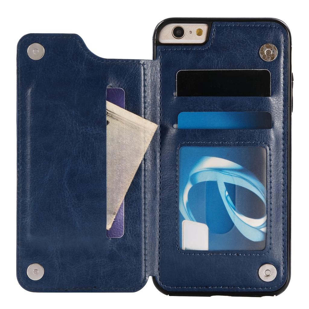 Чехол для телефона-кошелька с держателем для карт, чехол с подставкой для карт из искусственной кожи, двойной магнитной застежкой и прочным противоударным чехлом, для IPhone