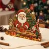 Rustic Holiday Table Centerpieces Christmas Wooden House Ornament, Santa Claus/Snowman/Elk Sleds/Winter Cabins Sturdy Wood Snowman Ornament