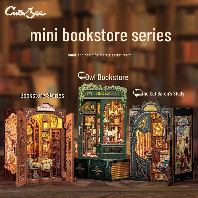CuteBee Деревянный Сова Подставка для книг DIY Миниатюрный Коттедж Кит