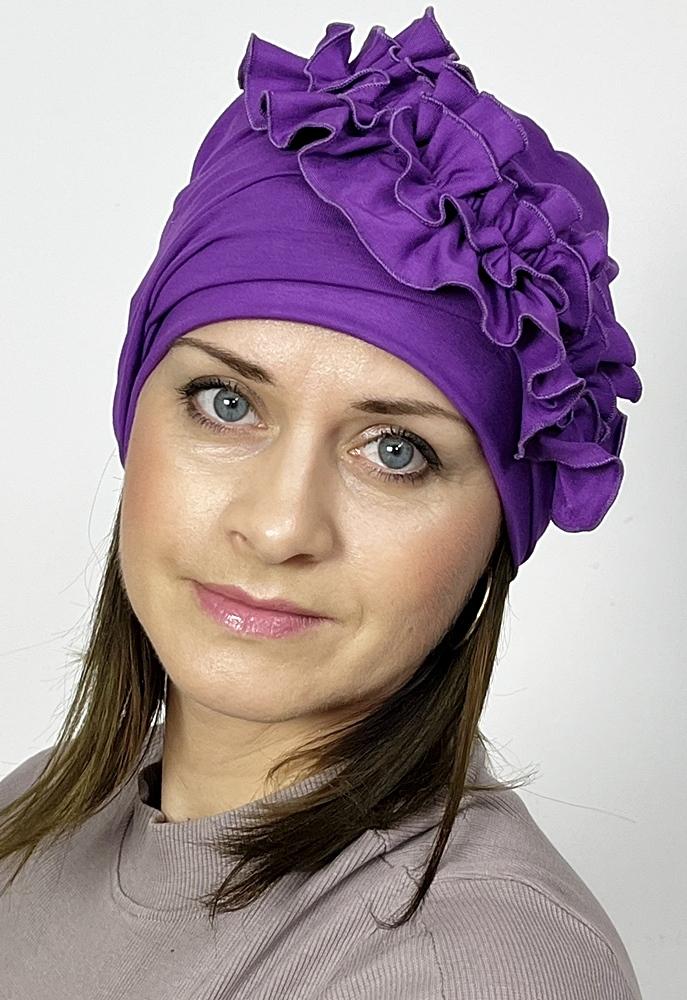 Ready-made Malwina Purple Bamboo Hat for Head Even After Chemotherapy