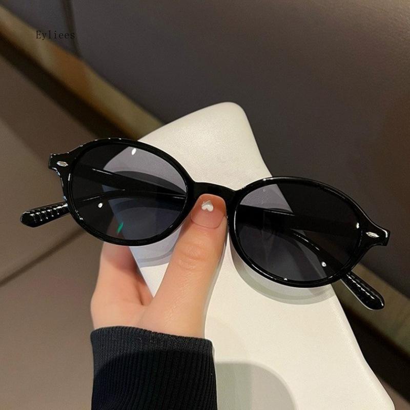 Винтажные овальные солнцезащитные очки Женские Роскошные Дизайнерские Маленькие Овальные Солнцезащитные Очки Ретро Мужские Заклепки Солнцезащитные Очки Oculus роскошный дизайнер